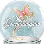 The Bradford Exchange See Yourself Through Granddaughter Mirrored Musical Butterfly Glitter Globe Shimmers Silvery & Hexagonal Base Meaningful Gift 6-inches