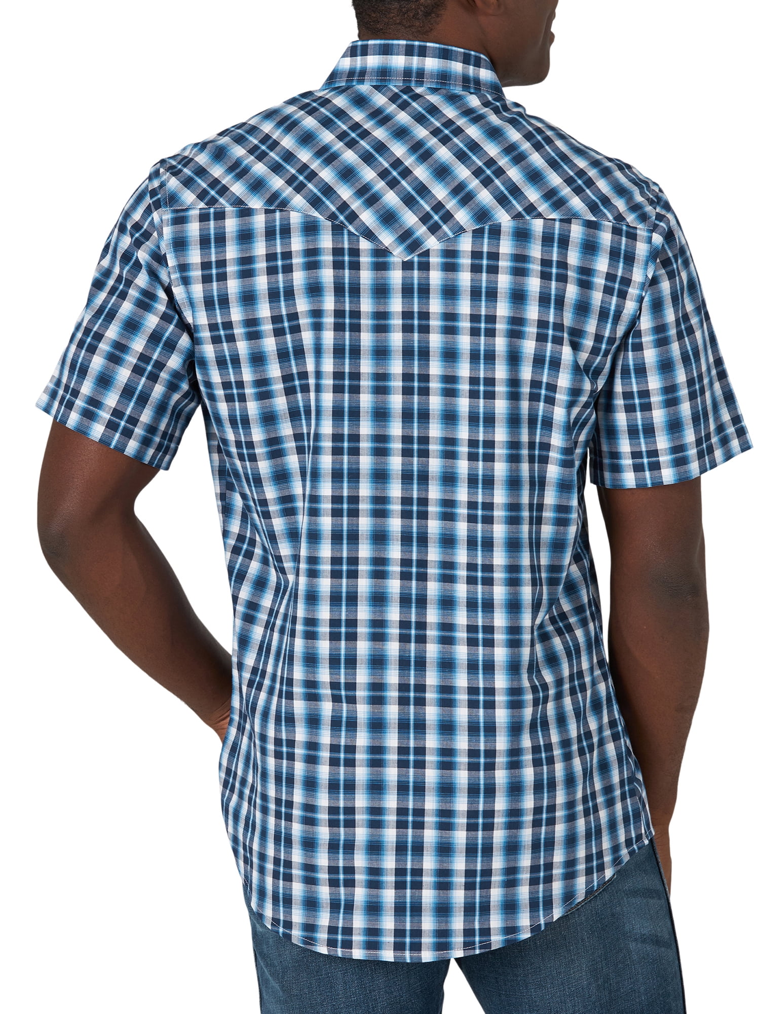 wrangler men's short sleeve 2 pocket western shirt