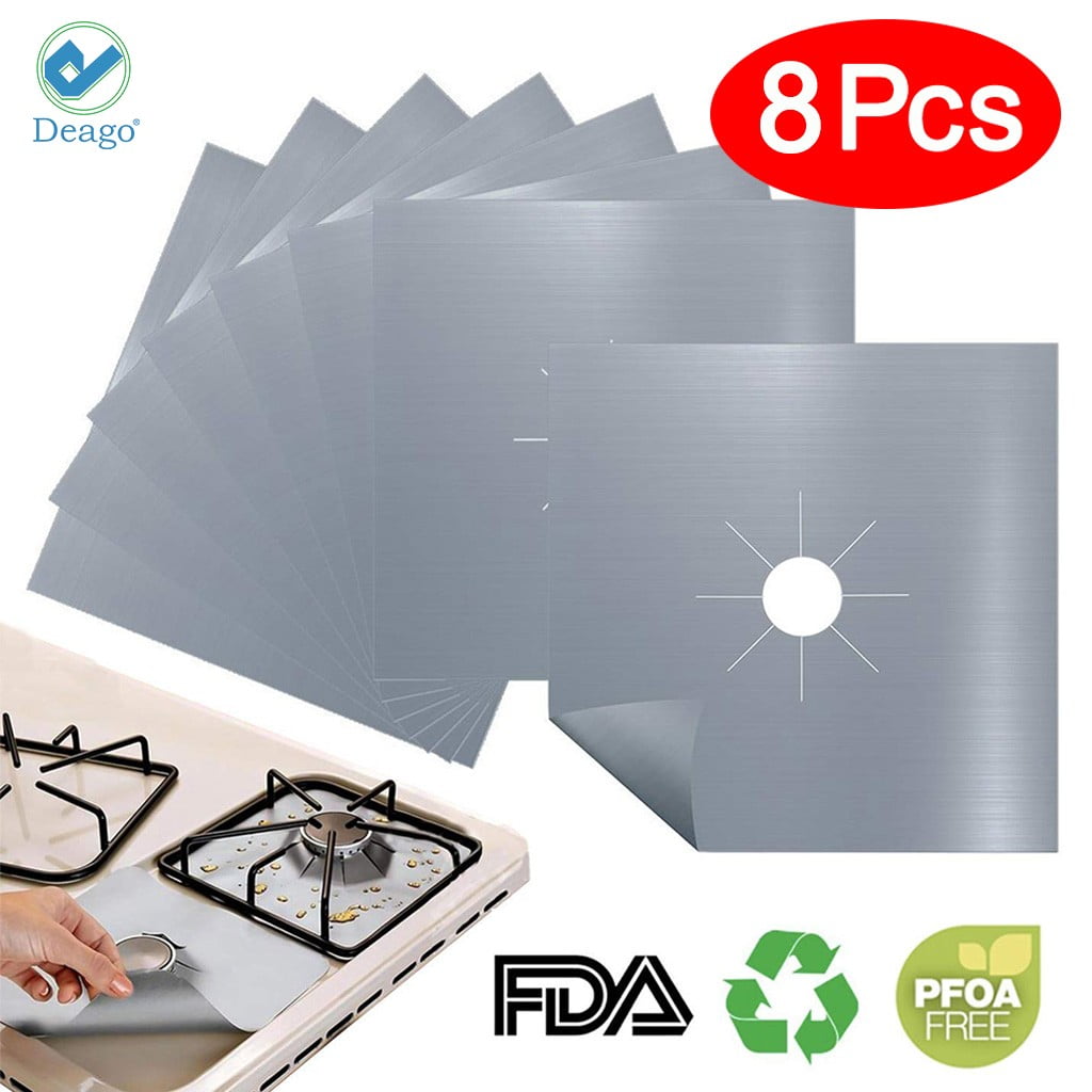 Heat-resistant for Cooking Gas Range Cover,JUSTDOLIFE Stove Burner Covers 8 Packs Stovetop Burner Liner Thickness Reusable Non-Stick Gas Range Protectors Size 10.6/”x 10.6/” Dishwasher Safe