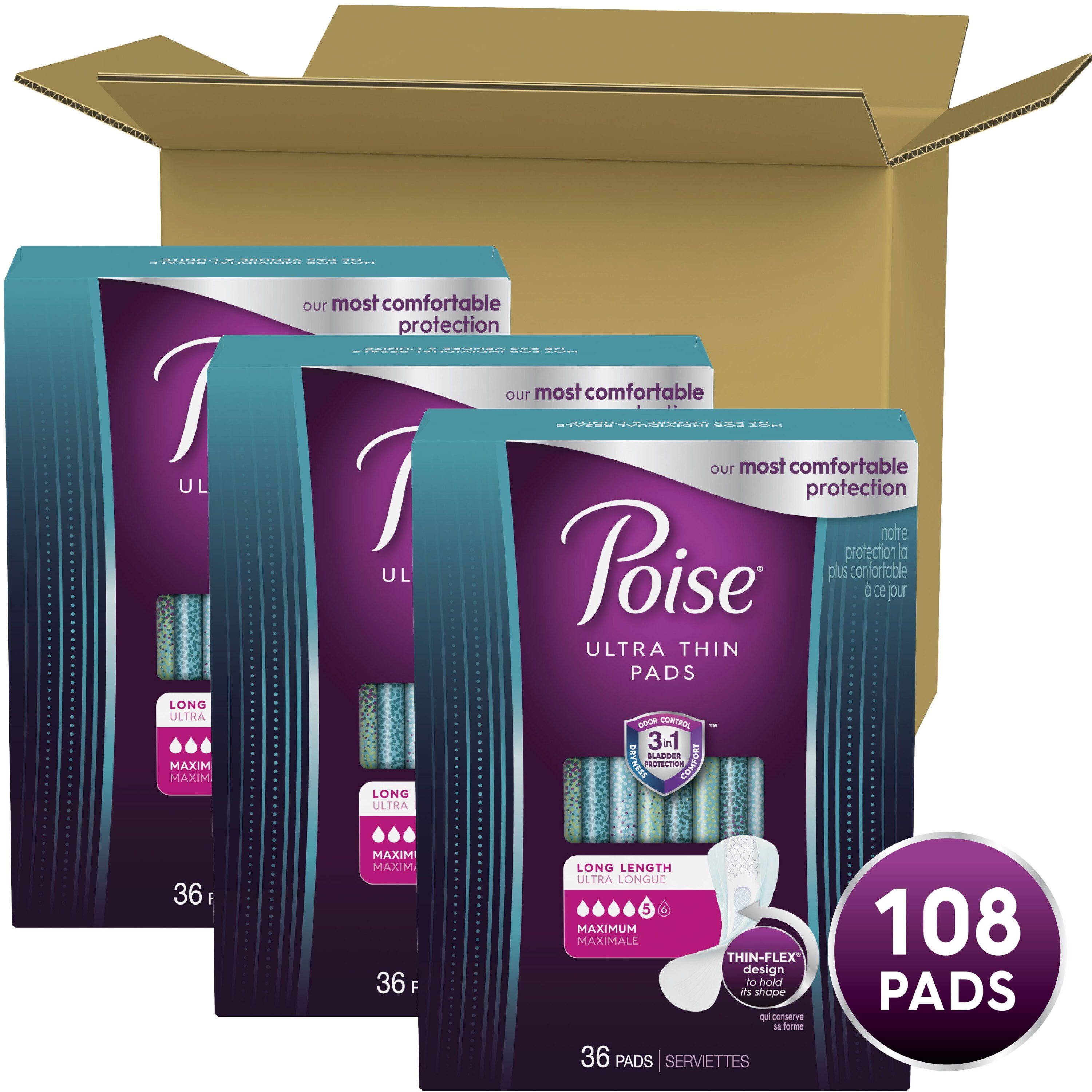 Poise Incontinence Pads for Women & Postpartum Incontinence Pads 5 Drop  Maximum Long Length Pads, 39 ct - Gerbes Super Markets