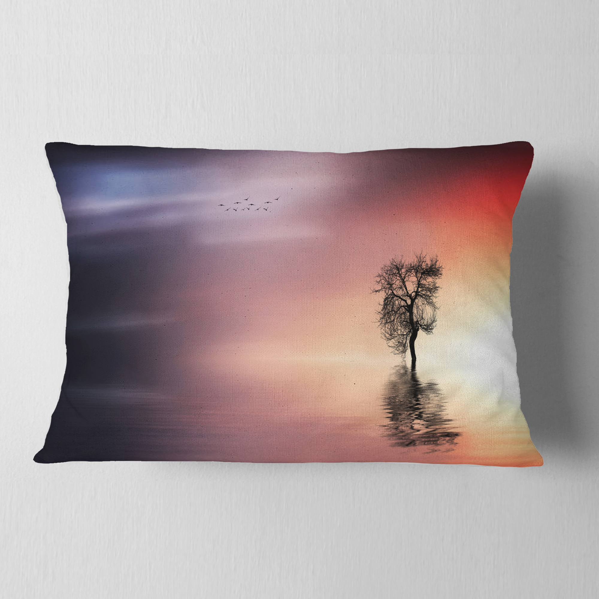 Designart 12" x 20" Red Polyester Throw Pillow