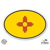 New Mexico State Flag Oval - 3" Vinyl Sticker - For Car Laptop I-Pad Phone Helmet Hard Hat - Waterproof Decal