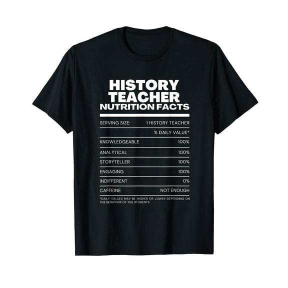 Funny History Teacher Nutrition Facts T-Shirt