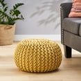 thumbnail image 2 of GDF Studio Poona Handcrafted Modern Cotton Pouf, Yellow, 2 of 5