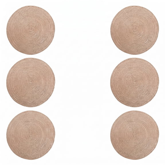 MoHern 6pcs 7.1inch Hand Woven Round Cup Mats Natural Linen Texture Heat Insulation Anti-scald Table Decor Pads Household Kitchen Dining Place Mats Yellowish Brown