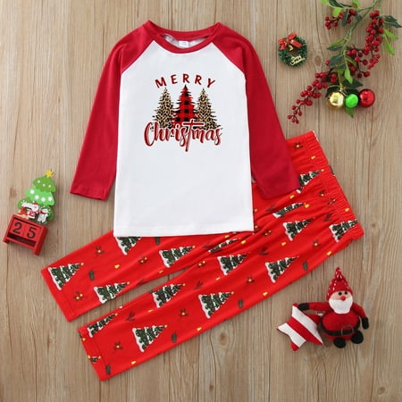 

ERTUTUYI Kids For Christmas Family Matching Pajamas Cute Tress Print Pjs Long Sleeve Family Matching Christmas Casusal Pajamas Sleepwear Red K（2Y ）