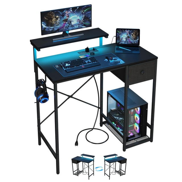 Escritorio Gamer X-cosrack de 85 cm con luces LED y tomacorrientes