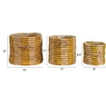 thumbnail image 2 of Creative Co-Op 3-Piece Hand-Woven Seagrass Baskets with Stripes, Handles and Plastic Lining, Natural and Yellow, 2 of 4