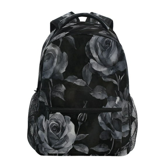 Backpack 16x11.4x6.9 Inches Fashion Backpack Shopping Travel Outing Backpack Black Roses Seamless