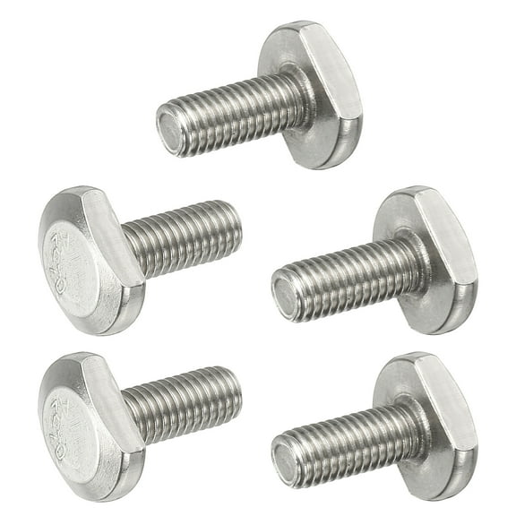 M8x20mm T Slot Bolts 304 Stainless Steel Drop-in Bolt T Shape Stud Sliding Screw, Silver 5 Pcs