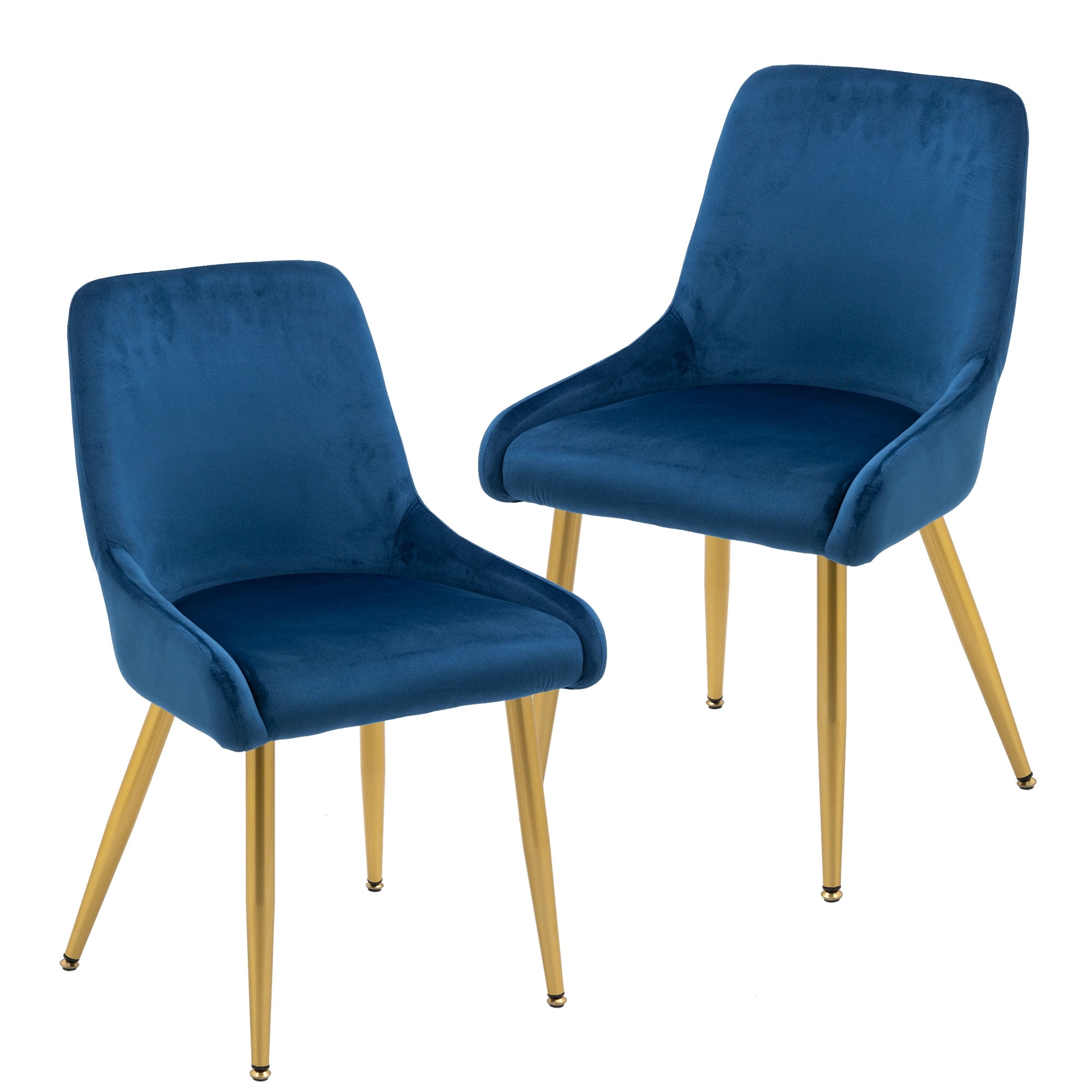 Modern Velvet Dining Chairs Set of 2, Upholstered Soft Desk Accent Chairs with Golden Metal Legs