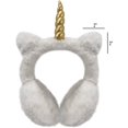 thumbnail image 4 of Fuzzy Soft White Unicorn Winter Cold Weather Outerwear Orejeras con Cuerno Relleno Dorado Adepaton CJWUS-6610, 4 of 4