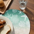 thumbnail image 3 of Green Ombre Coastal Round 13 Inch Placemats Set of 4, Sea Nautical Summer Beach Starfish Coral HeatResistant Non Slip Place Mats for Dining Table, Wipeable Braided Kitchen Table Mats for Housewarming, 3 of 9