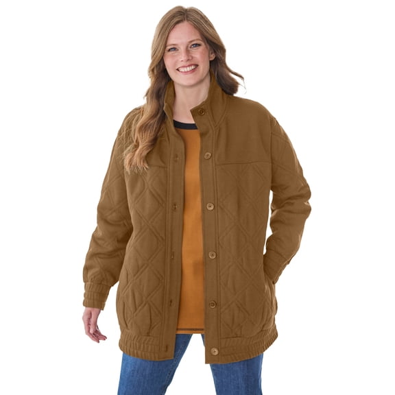 Woman Within Plus Size Quilted Easy Fleece Jacket