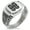 Silver, variant on Stainless Steel Kikuchi Samurai Crest CZ Ribbed Needle Stripe Pattern Biker Style Polished Ring