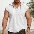 thumbnail image 2 of Men's Casual Hooded Tank Top Breathable Sleeveless Shirt For Daily Wear Home Outdoor Hiking Spring Summer Comfortable Loose Fit Mens Muscle Gym Tank Top Breathable Sleeveless Shirts for Active Men, 2 of 5