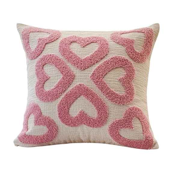 A Embroidered Heart Pillow Case 45X45Cm Valentine'S Day Themed Soft Polyester Home Decor