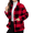 Red, variant on Women’s Plaid Sherpa Coat Winter Long Sleeve Lapel Collar Loose Fit Grid Pattern Casual Outerwear S-2XL