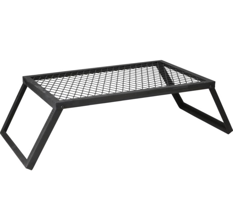 Ozark Trail 24" x 16" Carbon Steel Heavy-Duty Foldable Campfire Cooking Grill, Black