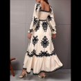 thumbnail image 4 of Vestido de Otoño para Invitada de Boda, Estilo Bohemio, Floral, de Larga, con Escote en V, Fluido, Elegante, para Playa Albaricoque XL, 4 of 10