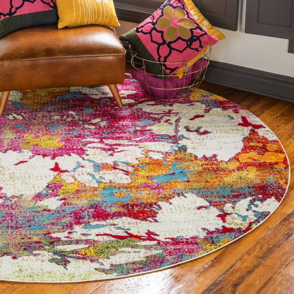 Unique Loom Lyon Collection Area Rug - Amelie (8' Round Multi/Blue)