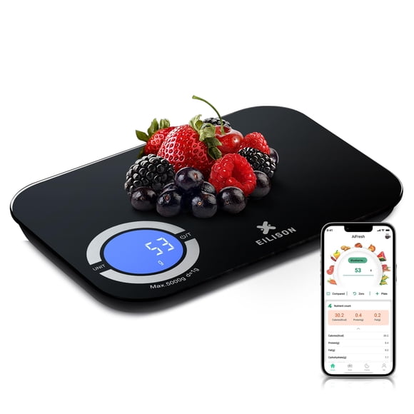 EILISON Smart Kitchen Scale with Bluetooth App, High-Precision Digital Food Scale for Baking, Cooking & Diet, 8000 Food Database, 24 Nutrients, Touch