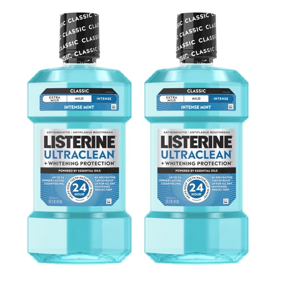 Listerine Ultraclean Intense Antiseptic Mouthwash   Whitening Protection*, Intense Mint, 2 x 1L