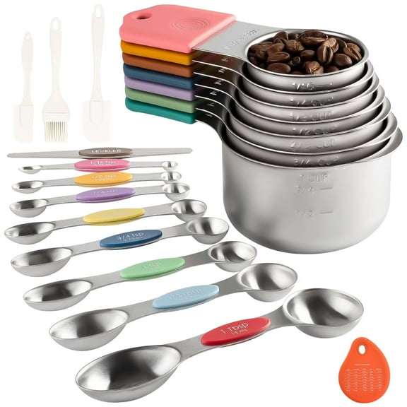 GIRACOA 20-Piece Magnetic Measuring Cups and Spoons Set, Stainless Steel Measuring Cups, Kitchen Cooking & Baking Gadgets