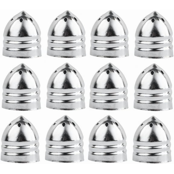 Soro Essentials- Set of 12 Chrome Plated Shaker Top Lid Only- Fits with 1/2 oz. Mini Cube Shaker and 1 oz. Eiffel Tower Shaker Spice Shaker Lid Salt and Pepper Shaker Lid Set for Countertop