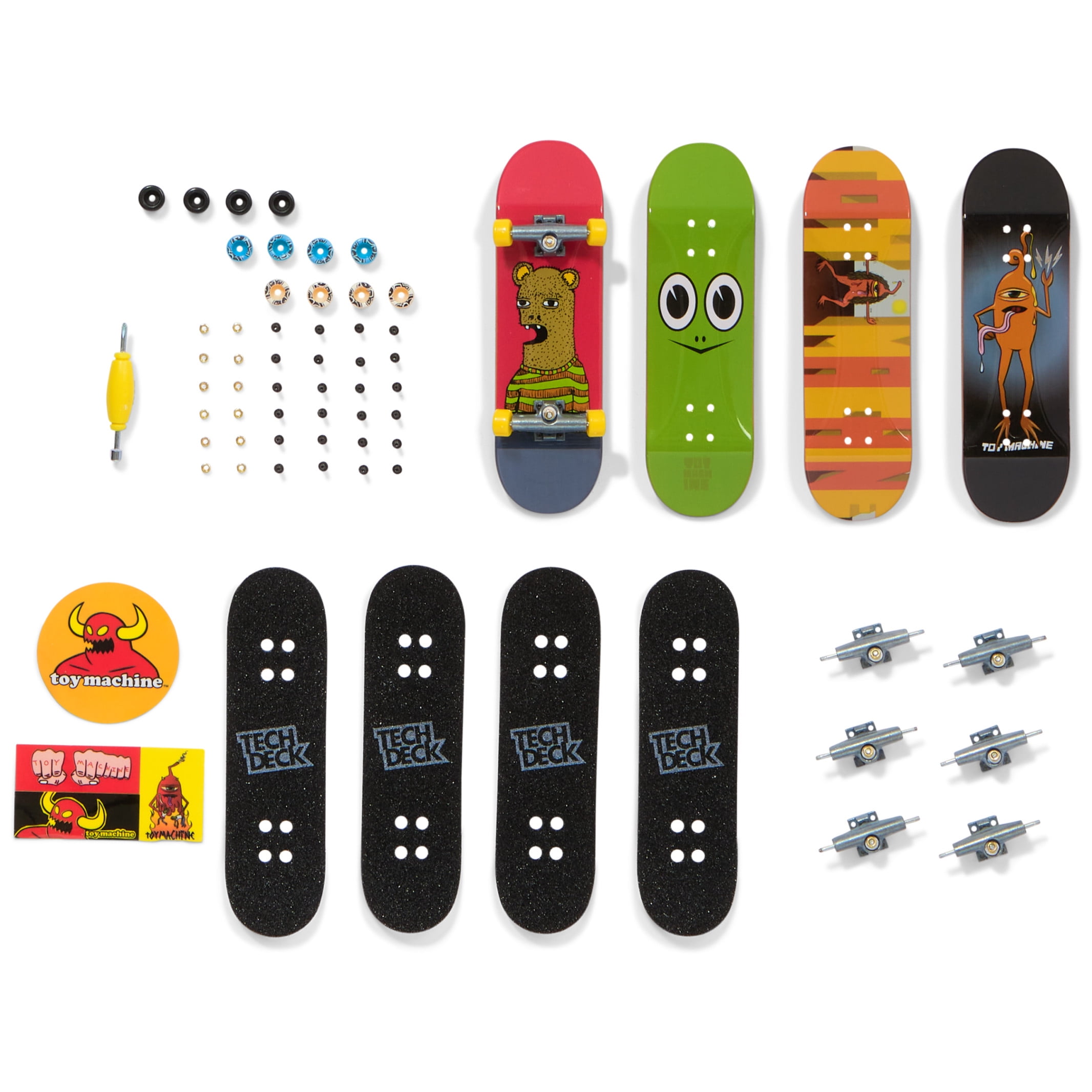 Tech Deck, Ultra DLX Fingerboard 4-Pack, Toy Machine Skateboards