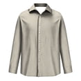 thumbnail image 7 of Mens Long Sleeve Button Down Shirt Casual Collared Dress Top Work Office Wear Solid Color Lightweight Comfortable Fit for Daily Use Beige S, 7 of 7