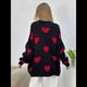 thumbnail image 5 of Suéter con Estampado de Corazón para Mujer, Sudadera de Punto de Larga con Gráfico de Amor, Camiseta Extragrande Negro S, 5 of 7