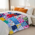 thumbnail image 3 of Sherpa Fleece Throw Blanket 30" x 40" Reversible Plush Fluffy Blanket, Double-Layer Super Soft Flannel Blanket for Sofa, Couch, Bed, Patchwork Floral Pattern, 3 of 8