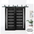 thumbnail image 3 of Sliding Closet Barn Bypass Doors Quadro 4088 Matte Black with Frosted Glass | Sturdy 6.6ft Rails Hardware Set | Wood Solid Bedroom Wardrobe Doors, 3 of 6
