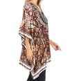 thumbnail image 4 of Sakkas Aymee Women's Caftan Poncho Cover up V neck Top Lace up With Rhinestone - SBR123-Brown - One Size Regular, 4 of 5