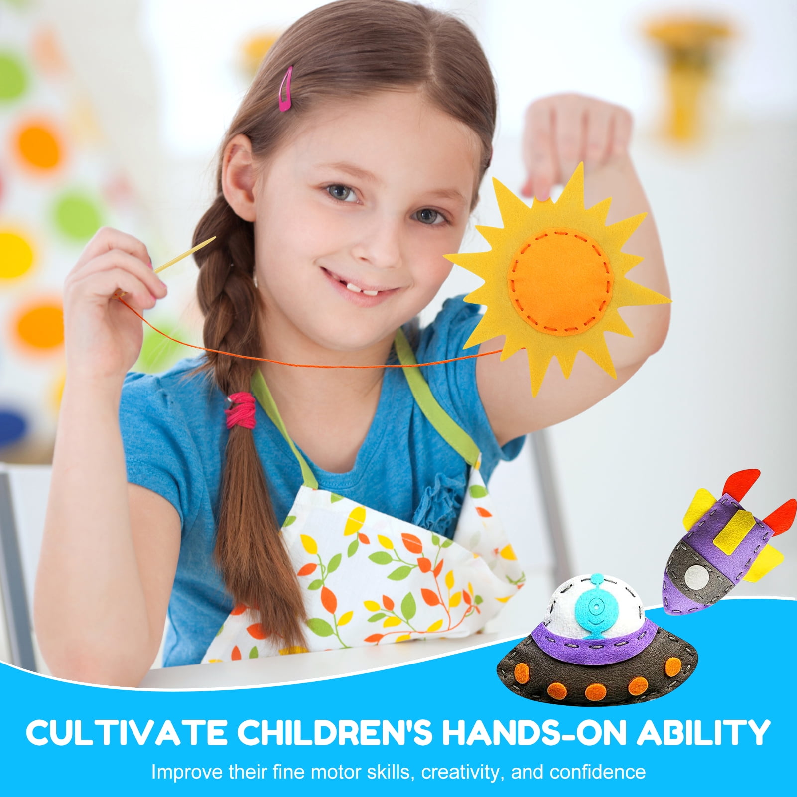 LINFANG Sewing Craft Kit Funny Kid Felt Sewing Kit Complete DIY Crafting and Sewing Set Beginner Art Craft Supplies Set Children Sewing Kit for 8 Years Old and Over