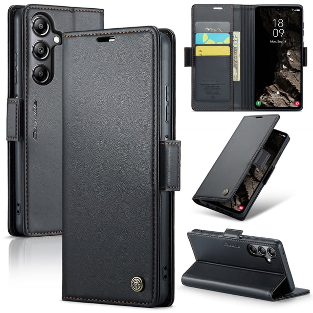 CaseMe Funda de Cuero para For Samsung Galaxy A05S con Bloqueo RFID, Funda para For Samsung Galaxy A05S para Mujer y Hombres, Tarjetero con Cierre Magnético, Funda Tipo Folio para For Samsung A05S