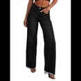 thumbnail image 1 of Pantalones Vaqueros de Pierna para Mujer, Cintura Alta, Elásticos, con Dobladillo Sin Rematar Negro XL, 1 of 7
