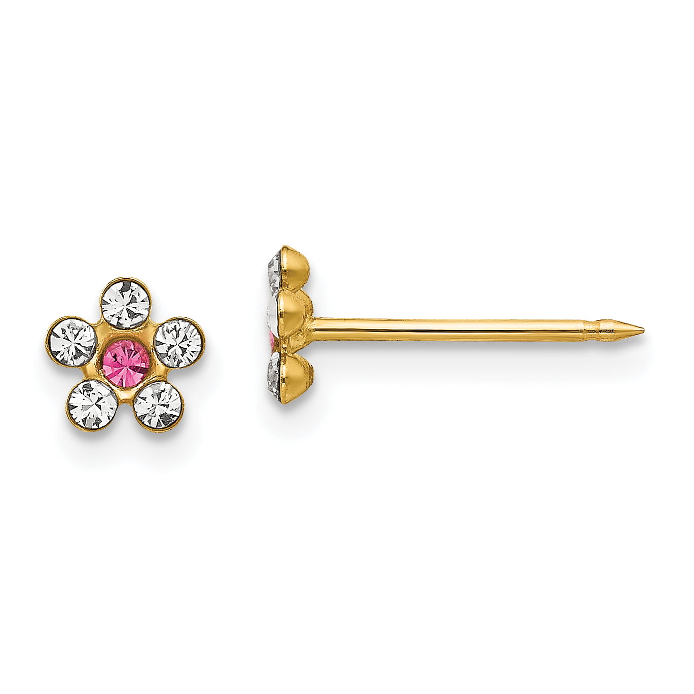 Inverness - Inverness 14k Clear/Rose Crystal Flower Earrings - Walmart ...