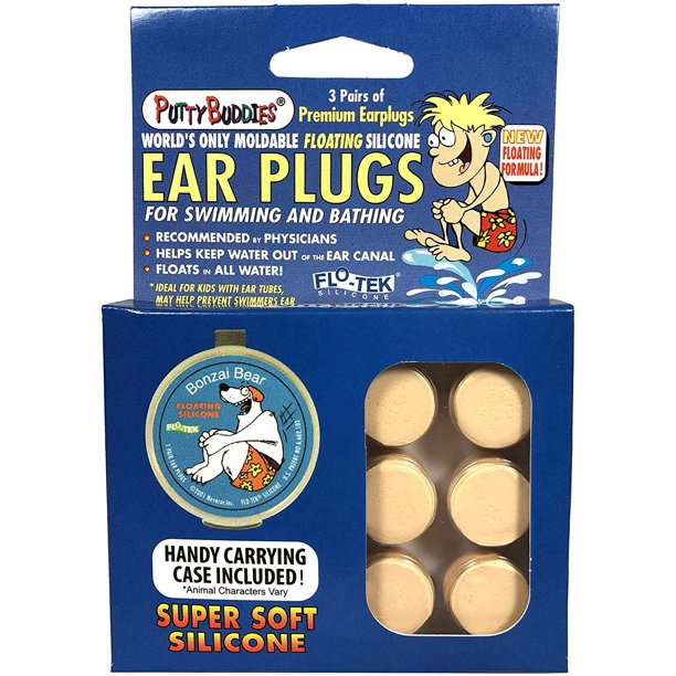 PUTTY BUDDIES Floating Earplugs 3Pair Pack Soft Silicone Ear Plugs
