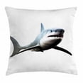 thumbnail image 1 of Shark Throw Pillow Cushion Cover, Digital Illustration of Wild Sea Creature Character Computer Art Artifical Image, Decorative Square Accent Pillow Case, 16 X 16 Inches, Blue Grey White, by Ambesonne, 1 of 2