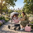 thumbnail image 3 of MoveEase 2 in 1 Baby Stroller,Convertible Infant Strollers Reversible with Cup Holder & Storage Bag,Pink, 3 of 7
