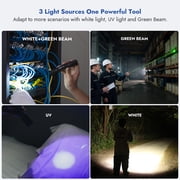 WUBEN X5 Flashlight Rechargeable, 1300LM Bright Flashlight, 6 Modes with White LED, UV Blacklight & Green Light EDC Tactical IP65 Waterproof