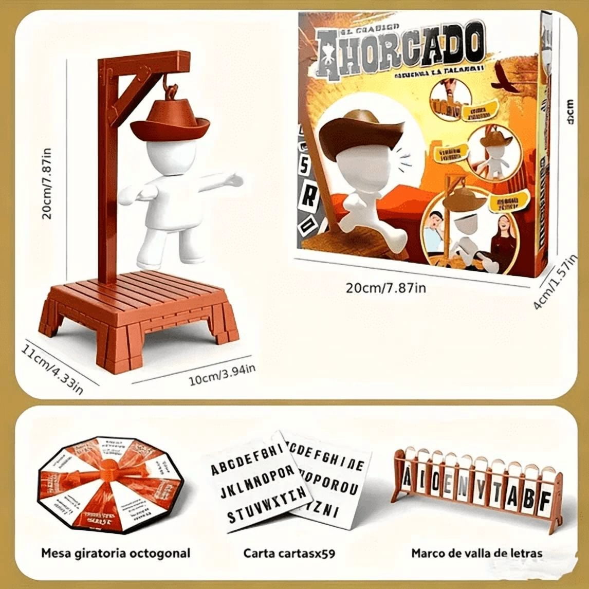 Cowboy Magnetic Hangman Board Game, Word Guessing Travel Game with Hank Doll