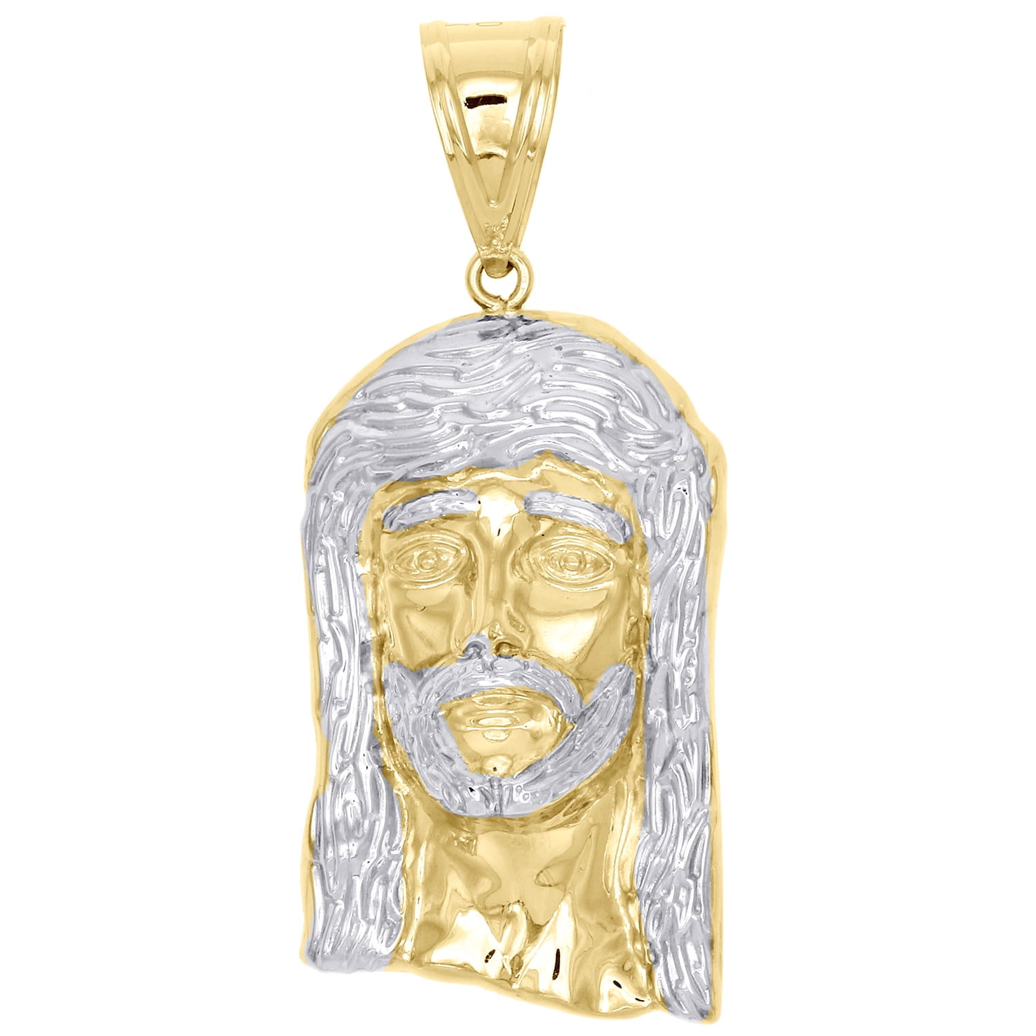 Real 10K Solid Yellow Gold Diamond Cut Small Jesus Face Charm Pendant 