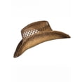 thumbnail image 3 of Top Headwear Women's Raffia Cowboy Hat - Western Raffia Outback Widebrim With Leather Chin Cord, Brown, 3 of 3