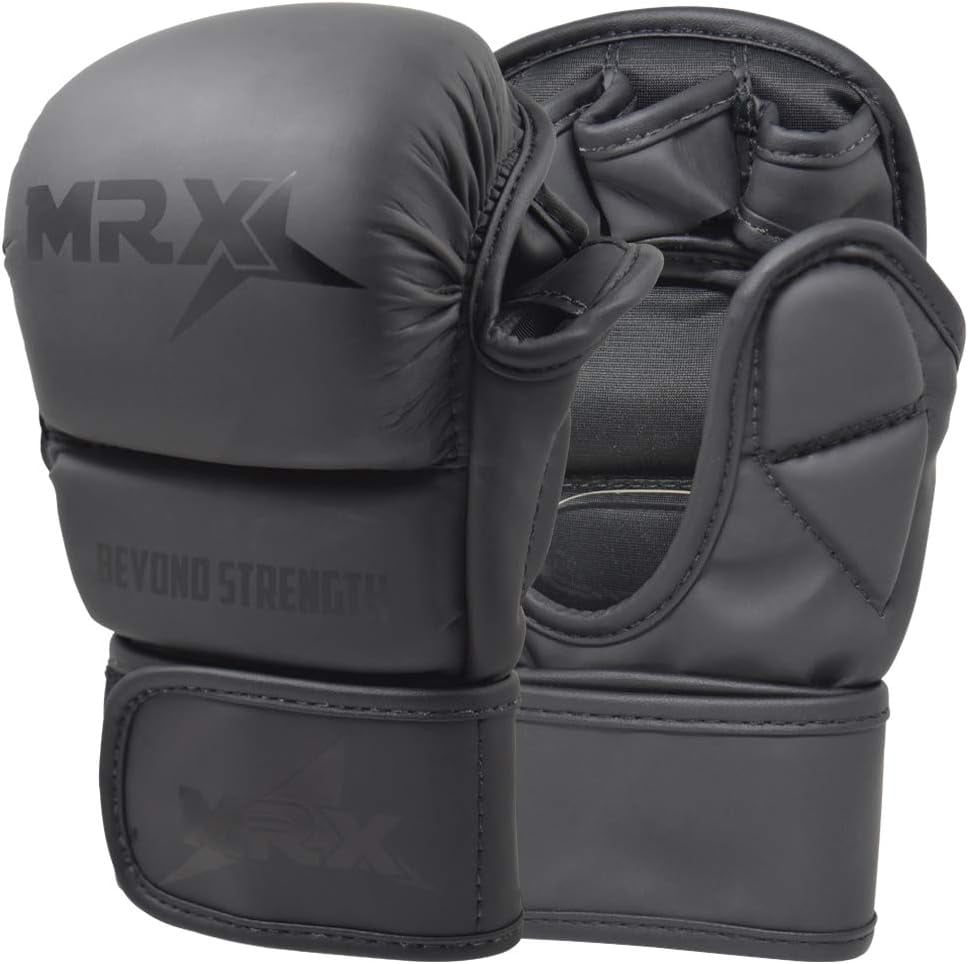 MRX MMA Grappling Gloves 7 OZ Boxing Punching Glove Mitts Black L/XL