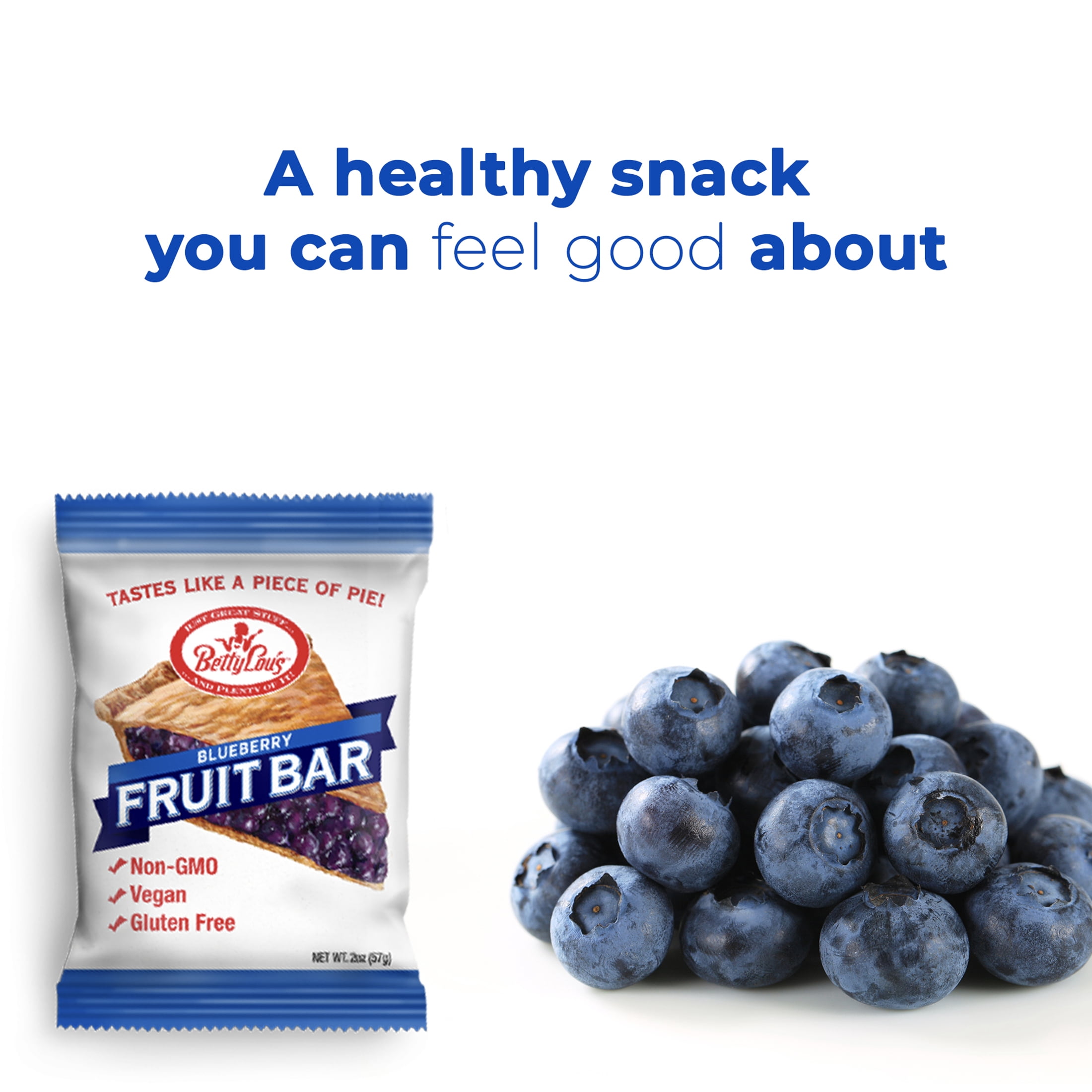 Betty Lou's Blueberry Fruit Bars, Vegan, Gluten Free Snacks 12 Count