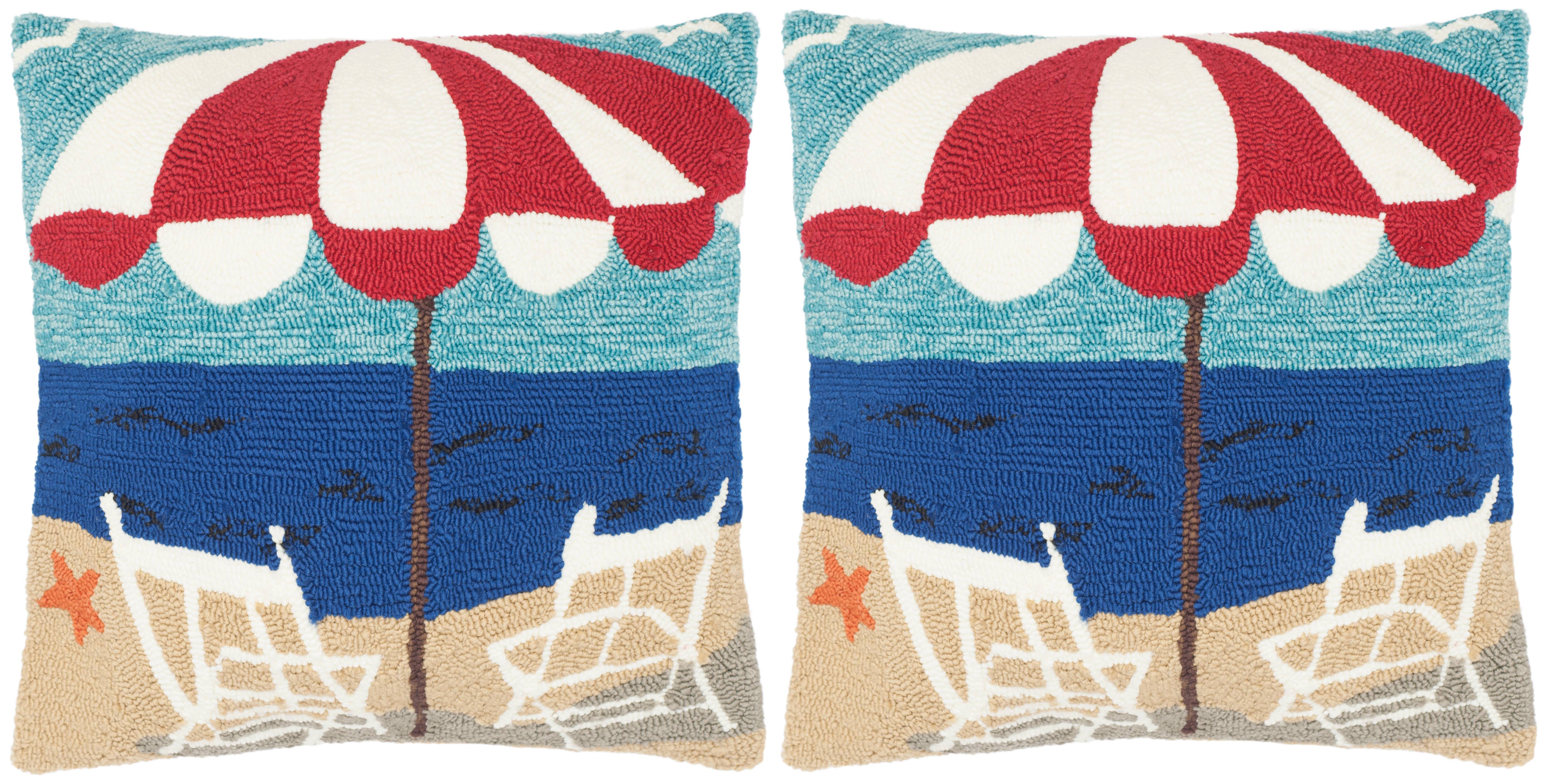 Safavieh Beach Chair 20" x 20" Nautical Blue Outdoor Pillow, Set of 2 - image 2 of 3