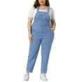 thumbnail image 2 of Jumpsuits de verano de moda para mujer de tallas grandes Agnes Orinda, con tirantes ajustables y de mezclilla elástica, 2X azul claro, 2 of 6